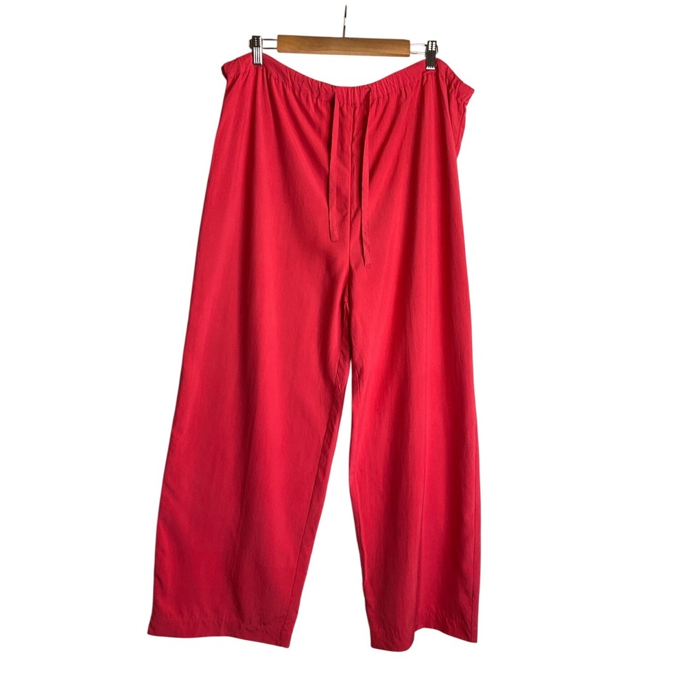 Vintage Clio 100% Silk Pants Wide Leg Pull On Drawstring Coastal Minimalist L